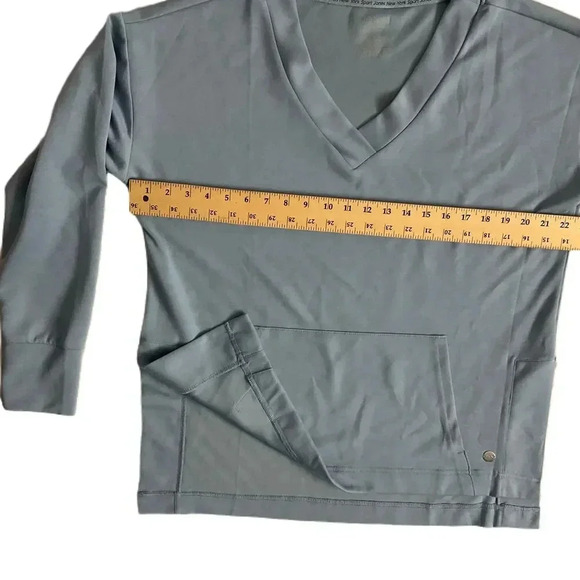 Jones New York Blue V Neck Front Pocket Athletic Long Sleeve Sweatshirt Large - Picture 4 of 6